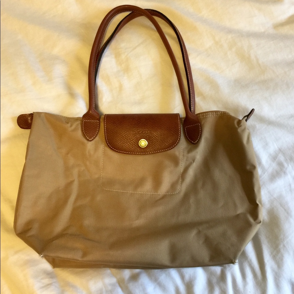 Longchamp Small Le Pilage Shoulder Tote Beige